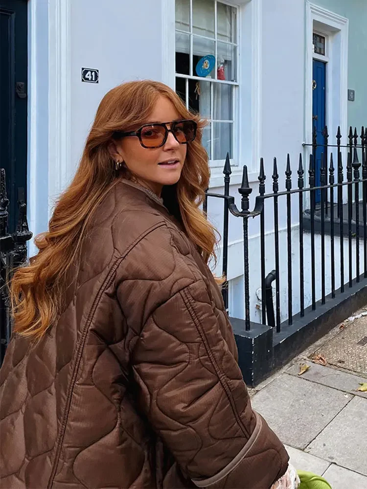 Abrigos de algodón de manga larga para mujer, chaquetas holgadas con botones y cuello redondo, abrigo informal de gran tamaño, color liso, a la moda, 2024