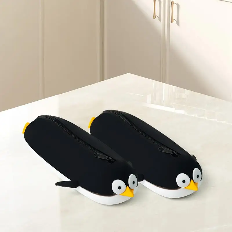 【Beautiful】Cute Penguin Shaped Silicone Pencil Case Large Capacity Waterproof Stationery Organizer Bag For Kids Students School