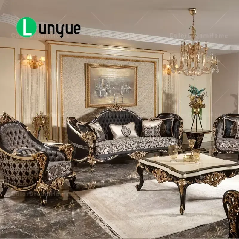 Luxury Antique French Style Living Room Sofa Set High Quality Home Furniture Comfortable Elegant Design For Modern House