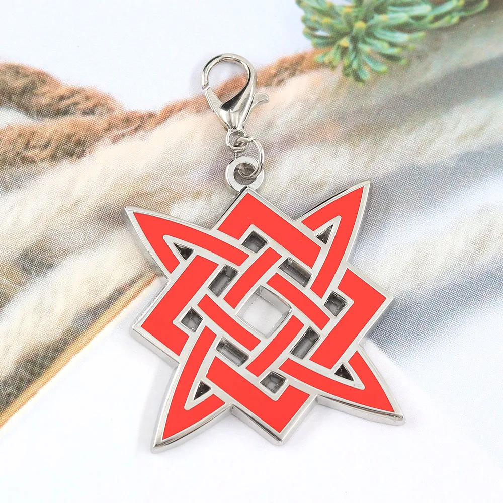Slawischer Stern von Lada Amulett Schlüsselanhänger, antikes heidnisches Symbol, Schlüsselring, heilige Geometrie, Sternstab, Talisman, roter, grauer Metall-Taschenanhänger – Detail 8