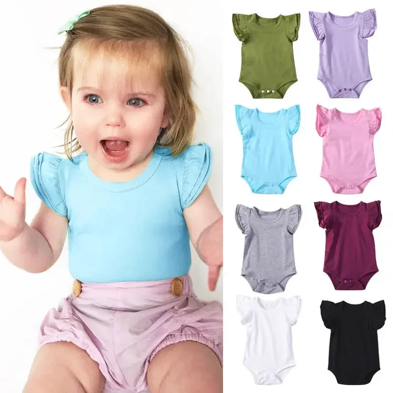

Летний комбинезон с рукавами-крылышками для девочек 0-24 месяцев, цветной боди для малышек