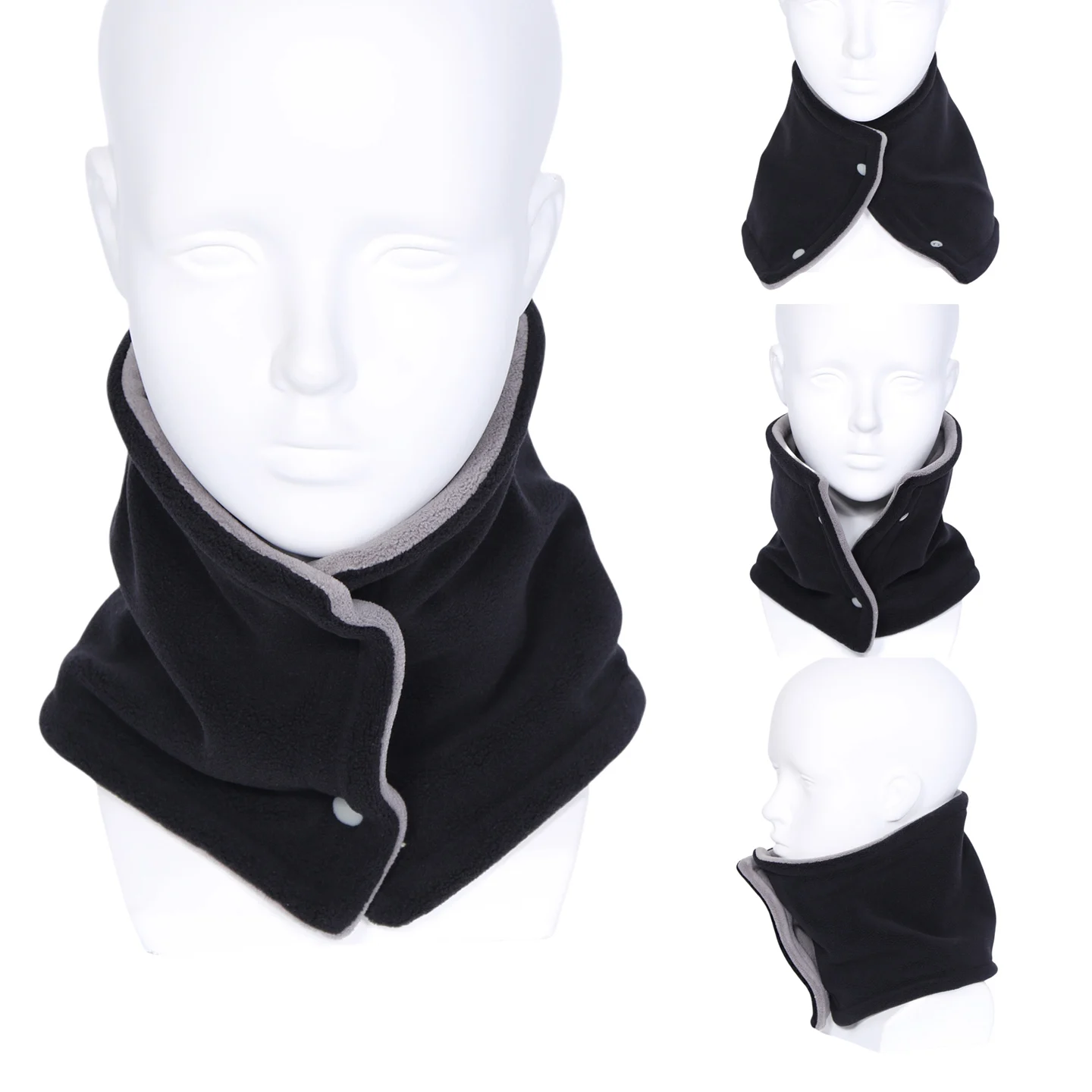 Winter Couple Double-sided Polar Fleece Neck Gaiter Luxury Brand Thick Ring Muffler for Women Warm Cashmere Neck Cover Scarf