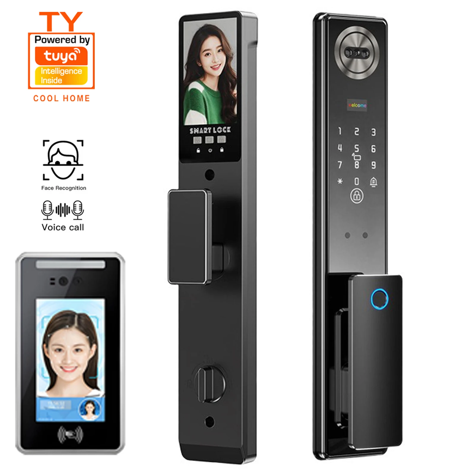 Wifi Smart Lock Door Handle Smart Locks for Front Door Smart Door Lock Wifi with 3d Face Recognition Fingerprint Password