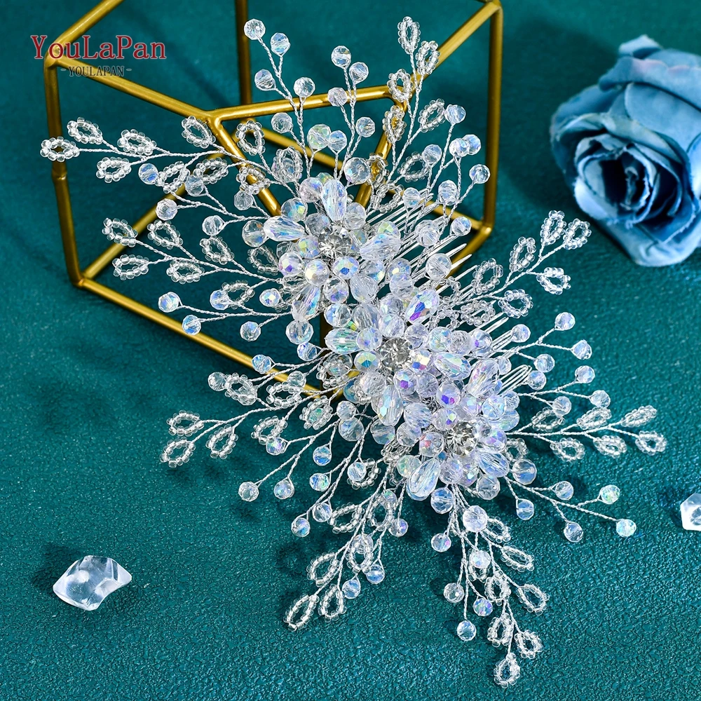 

YouLaPan Bridal Headpiece Crystal Beaded Headband Wedding Hair Accessories Brides Banquet Party Head Comb Hair Jewelry HP949