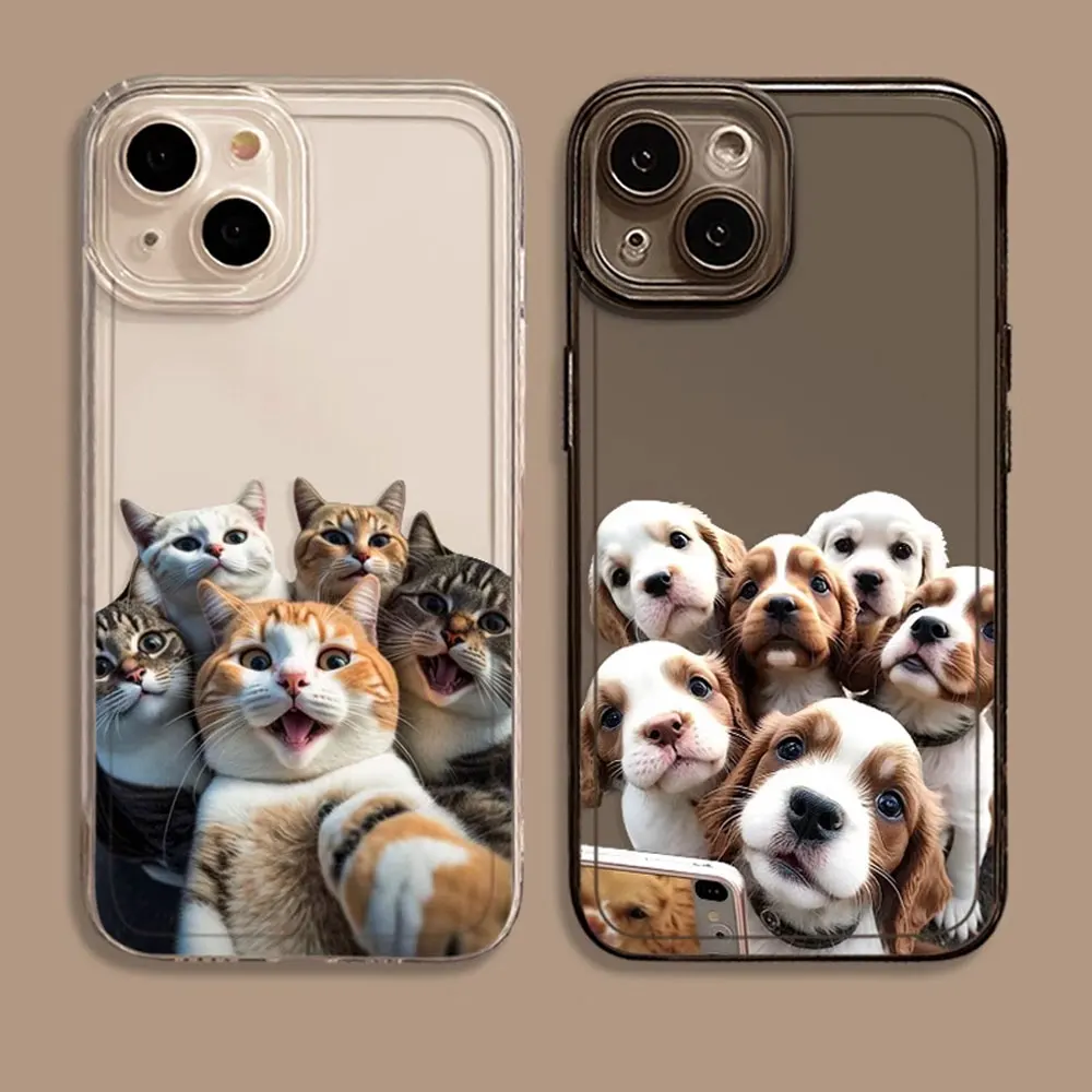 Funny Cartoon Cat Couple Phone Cover for IPhone 11 12 13 14 15 Pro Max Mini XS MAX X XR 7 8 14 Plus SE20 Fundas Soft Cover Shell