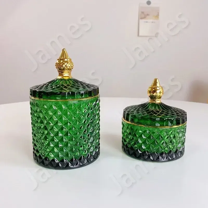 Jars Vintage Dark Green Glass Jars and Lids Glass Jug Food Storage Jug Nordic Style Jug Container Glass Classic Pattern Boxes