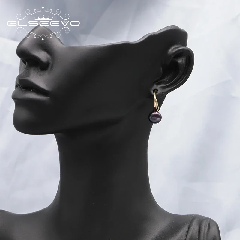 GLSEEVO High Sense Natural Freshwater Pearls Female Ear Hooks Luxury Earrings Give a Gift To A Friend Fine Jewelry