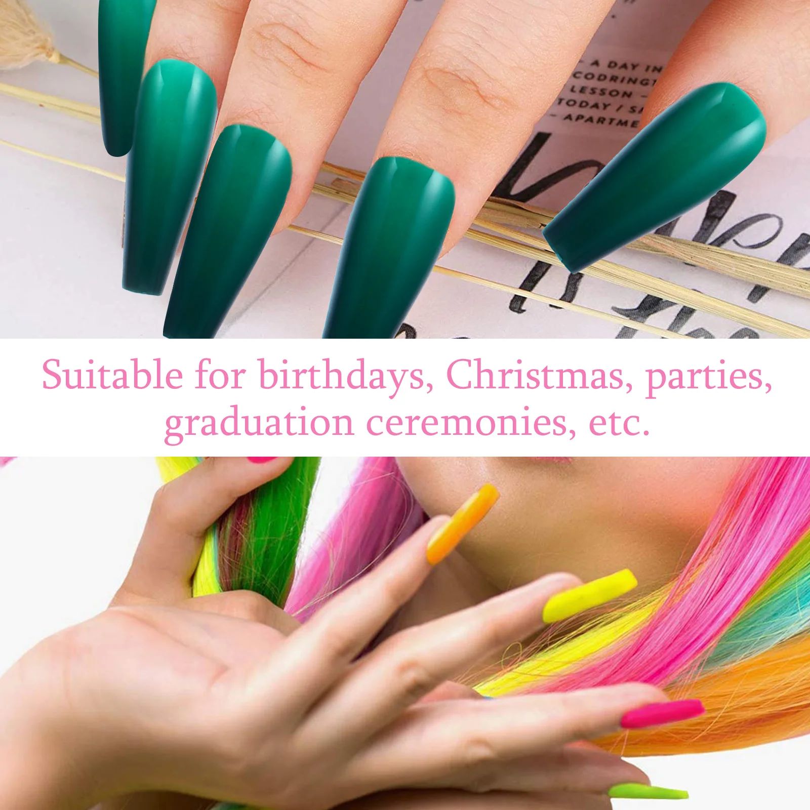 

Long Colorful False Eco-Friendly Artificial Strong Durable Nail Tip For Manicure Diy Nail Art Decor Fingernail Craft