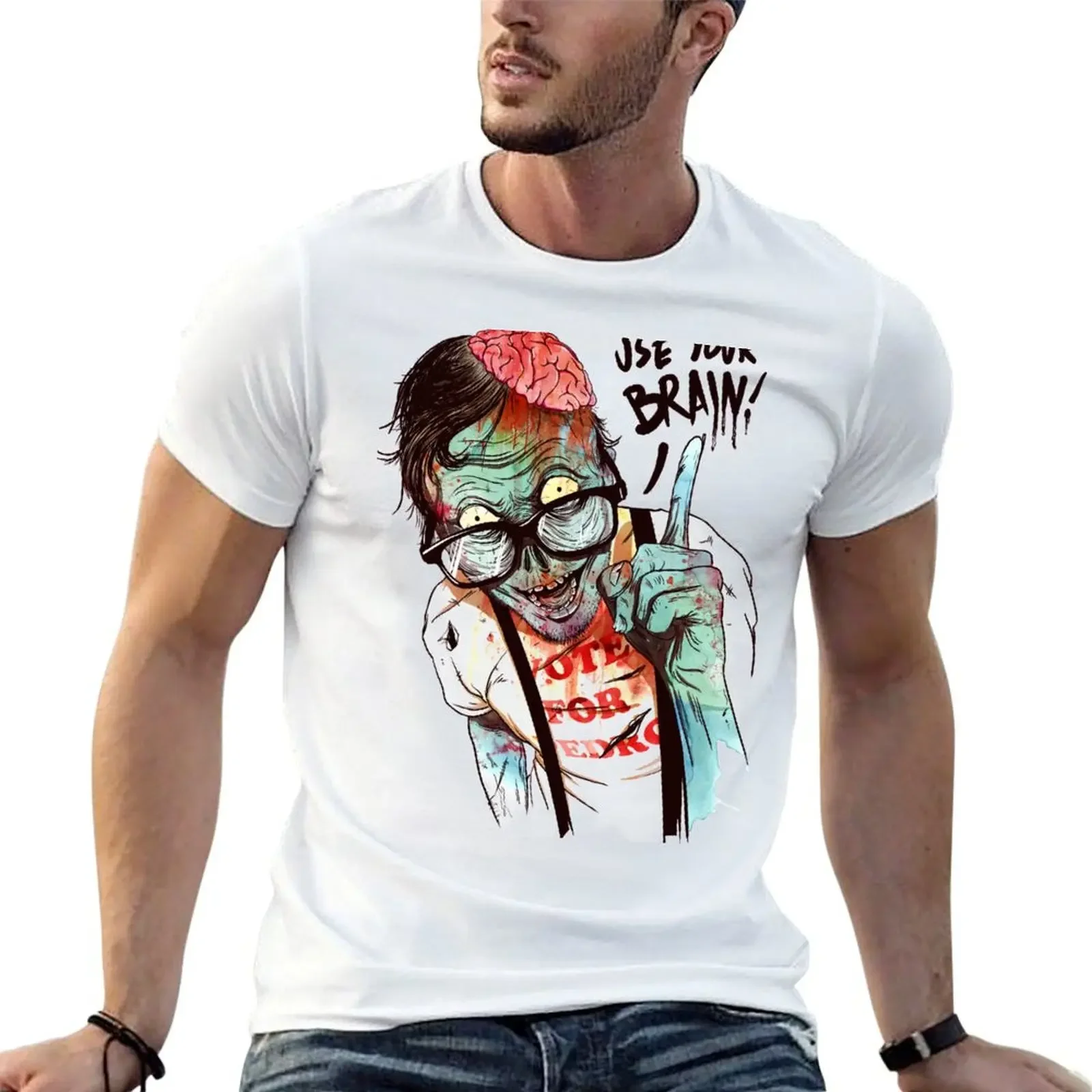 

Use your brain T-shirt cute clothes oversizeds quick-drying boys animal print fruit of the loom mens t shirts