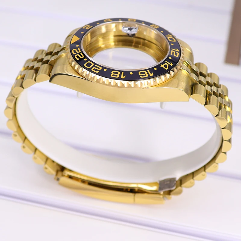 Gold PVD 40mm 200m Wasserdichtes Uhrengehäuse und Armbänder für SUB GMT NH35 NH36 4R36 NH34/38 NH70/ETA2824 PT5000/Miyota 8215 Saphirglas – Detail 7