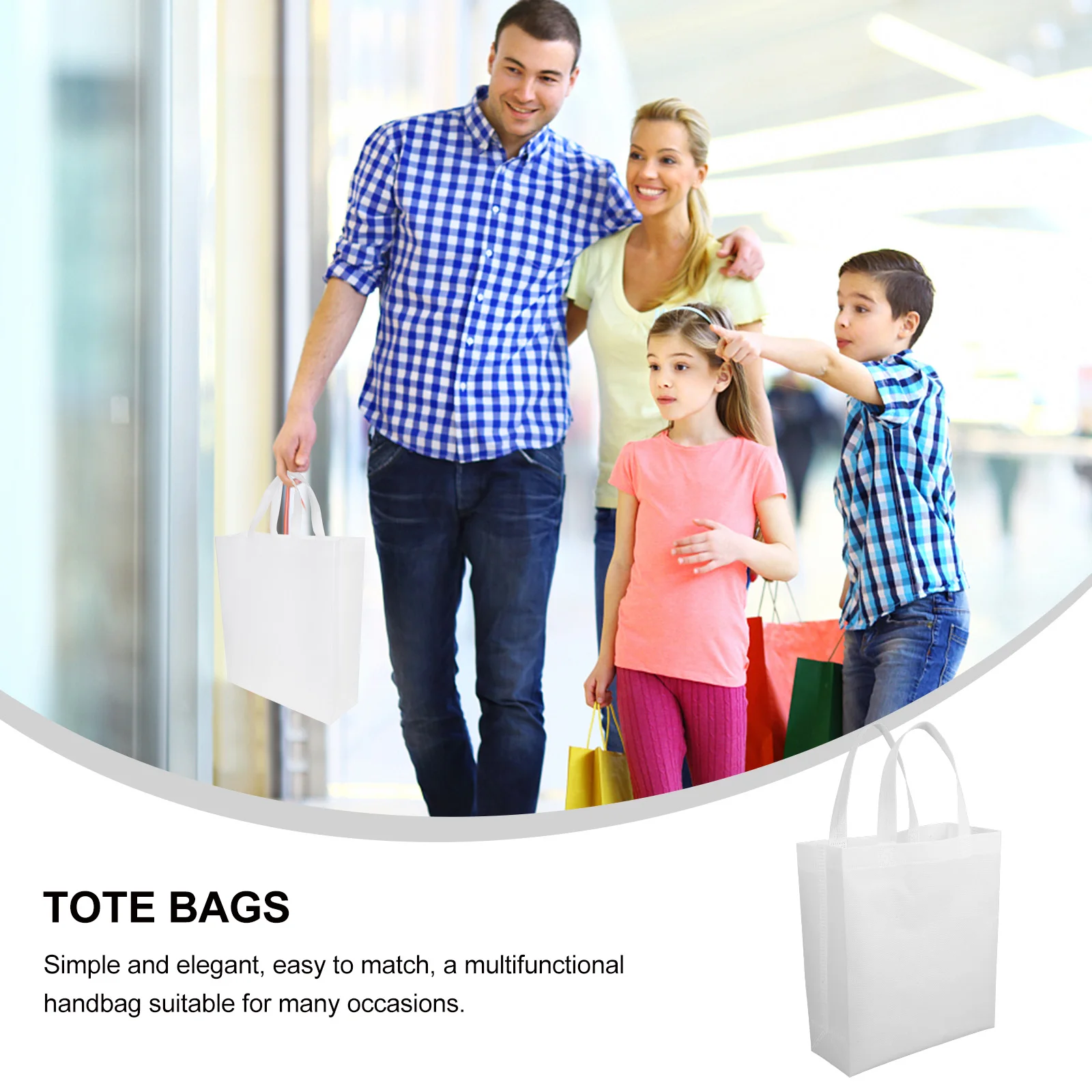 

30pcs Non Woven Tote Bags Yellow 25x30x10 Shopping Bag Lightweight Compact Foldable Storage Travel Tote Strong Fabric