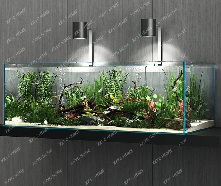 Glass Fish Tank Rectangular Home Large, Medium and Small Aquatic Plants Ecological Landscape Turtle Jar