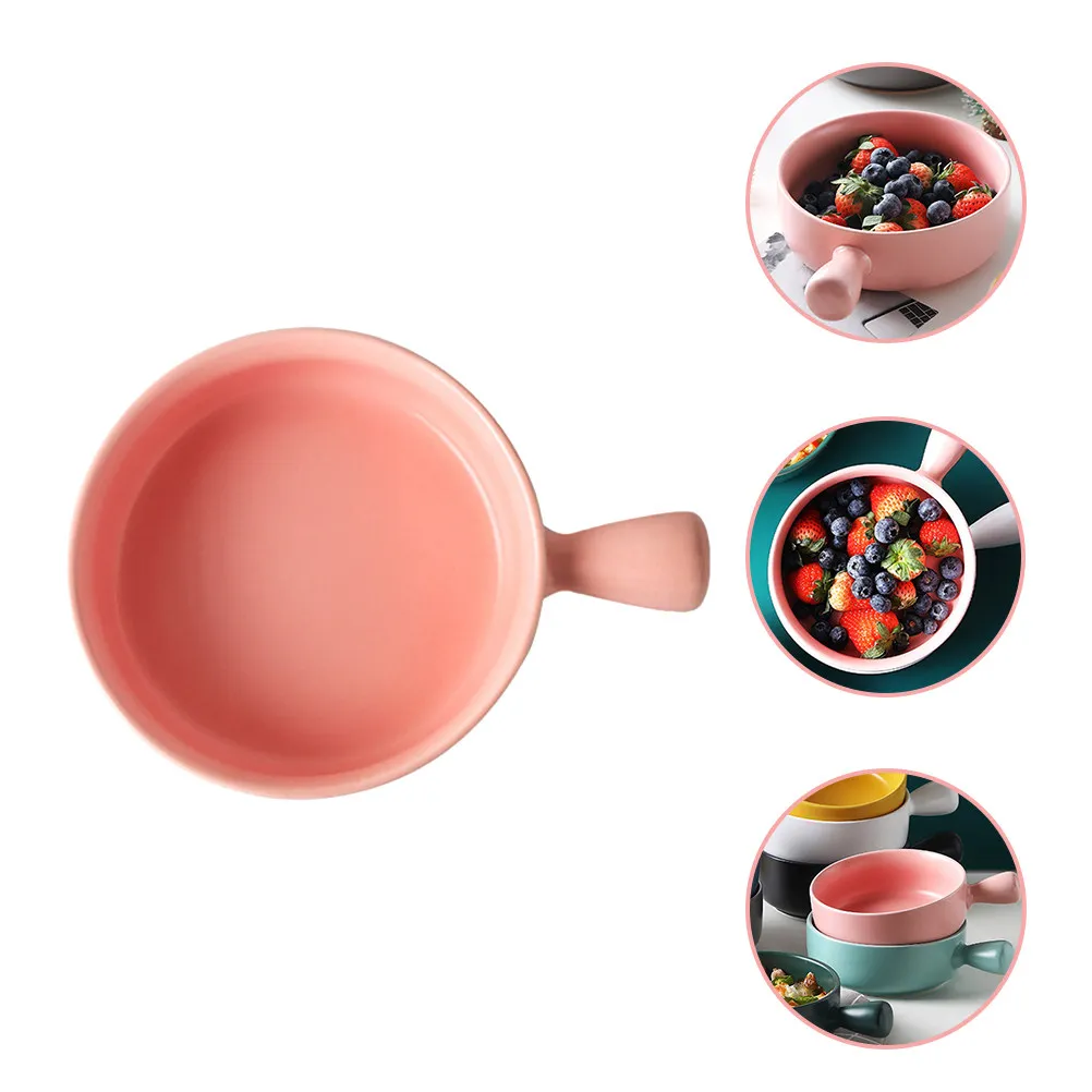 

Ceramic Baking Bowl with Ergonomic Handle Round Sturdy Soup Bowl for French Onion Soup Cereal Pasta Salad Serving Kitchen