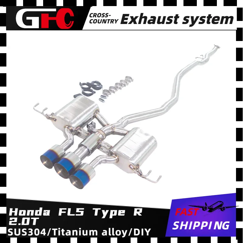 

GFC catback SUS304 high-performance exhaust system with valve muffler, 3 tips for 2017–2025 Honda FL5 Type R 2.0T