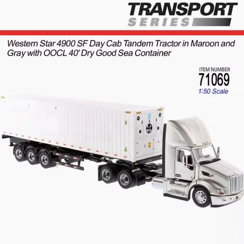 

DM 1:50 Scale Reefer Container Skeleton Trailer Alloy Simulation Car Model Static Collection Decorated Holiday Gifts Toys