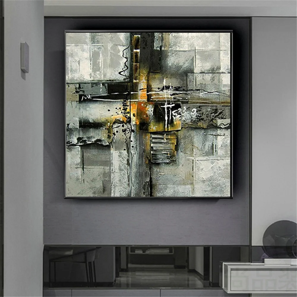 100% Handmade Oil Painting Abstract Dark Textured Canvas Poster Modern Made By Famous Artists Original Murals Decor Living Room