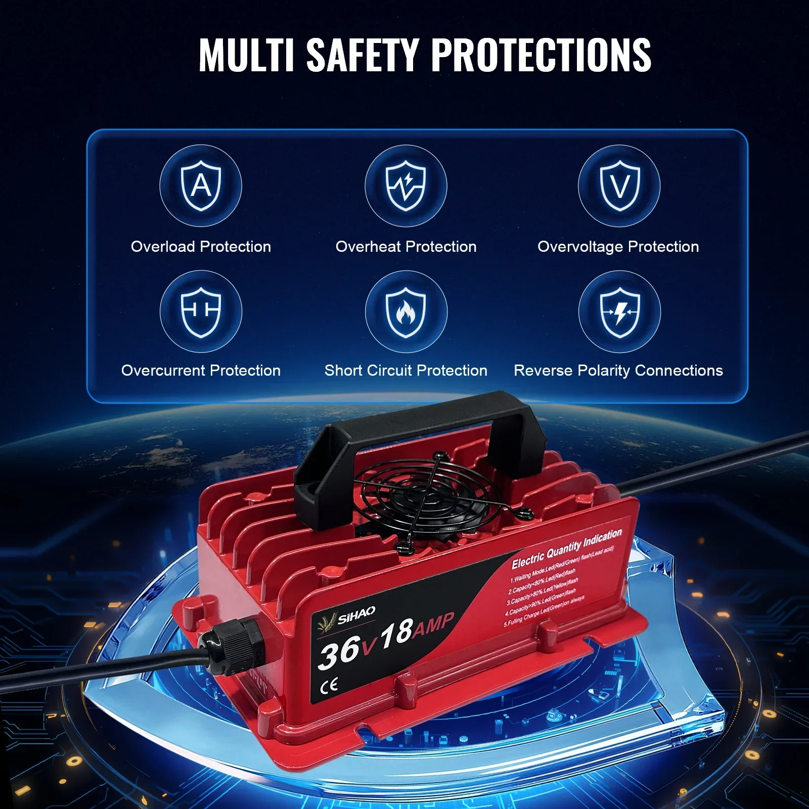 Battery Charger|SIHAO 48V/15A 36V/18A Battery Charger For Wheelchair Golf Cart RXV TXT Club Car Yamaha AGM PB Lithium Lead Acid Battery Repair