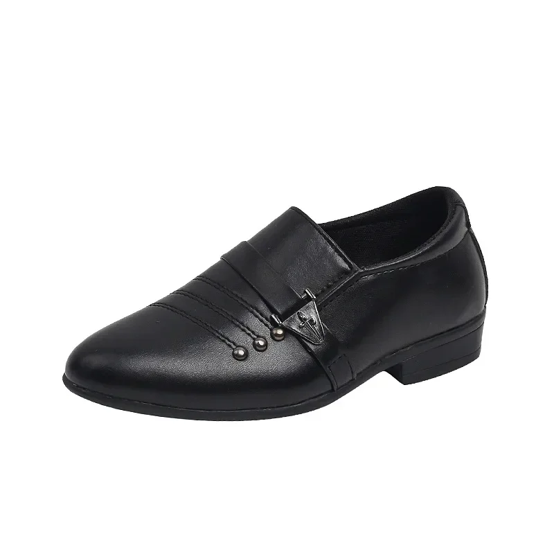 Sapatos de couro infantis, meninos, criança, crianças, festa, casamento, desempenho formal, escola, tudo-jogo, preto, branco, mocassins