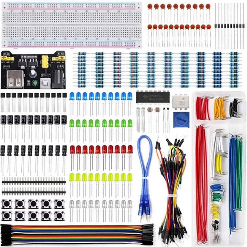 2025 New 830 Hole Breadboard Kit For R3 Component Pack Beginner Kit 3386P Potentiometer Dupont Wire Keypad LED Resistor