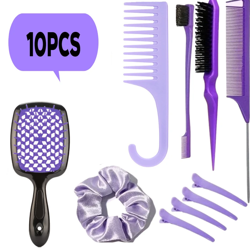 

10-piece Hair Styling Set, includes combs and brushes, spray bottle, hairband and clips for perfect styling