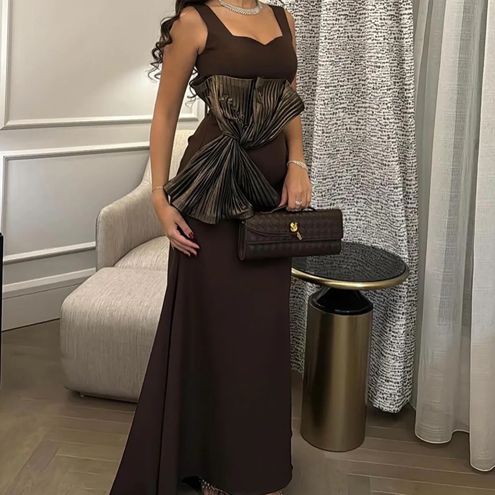 

Formal Court Train Bow Off the Shoulder Jersey Evening Dresses Fashion Straight Floor Length Square Neck Sleeveless Party Dress