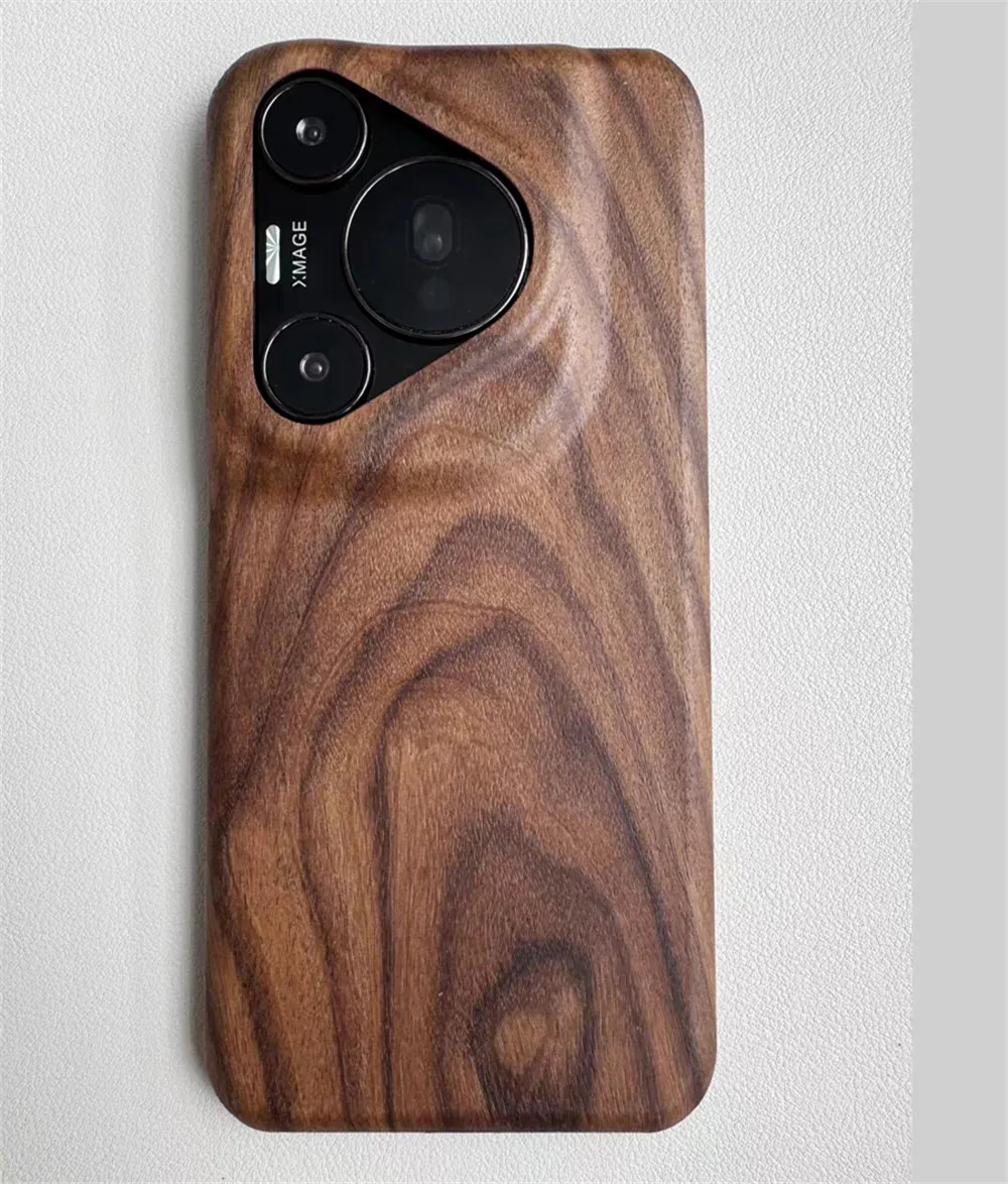 Natura Full Wood Phone Case For Huawei Pura 70 Ultra Pura 70 Pro Plus Walnut Wooden Coque Luxury Bamboo Wood Phone Hard Cover