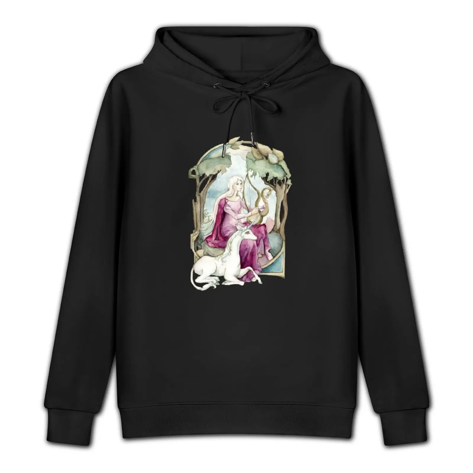 Lady Amalthea Playing The Harp Pullover Hoodie anime clothing men's clothes korean autumn clothes hoody