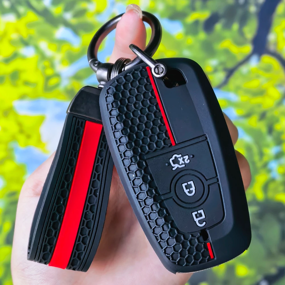 Stylish Honeycomb Key Fob Cover With Keychain for Ford Explorer Mustang Fusion Escape F150 F250 F350 F450 F550 2/3/4 Buttons