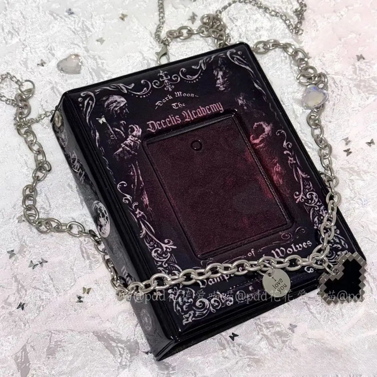 Gothic K-Pop Photocard Holder - Black 3-Inch Photo Album for Idol Polaroid Collectors Korean 포카 바인더