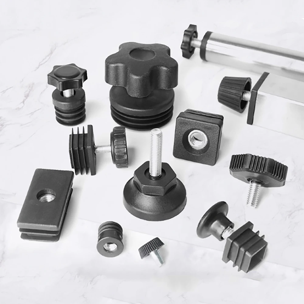 PP Plastic Square/Round Adjustable Feet Pad M8 And M10 Table Chair Furniture Leg Non-Slip Cover Pipe End Cap Floor Protector