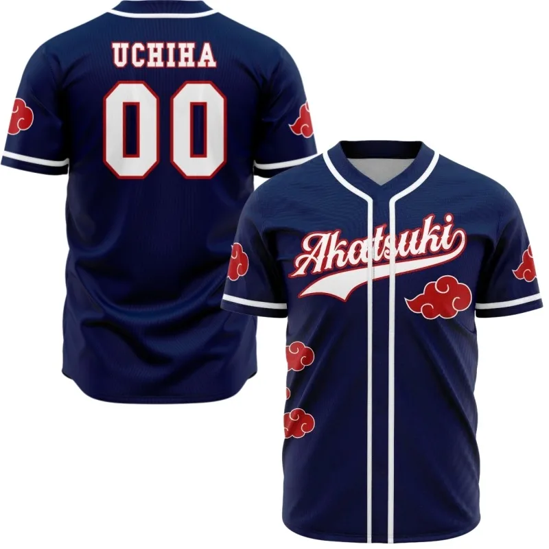 2026 New Naruto Akatsuki Cloud Print Baseball Uniform, Quick-Drying and Breathable T-Shirt, Unisex Comfortable Casual Sports Top