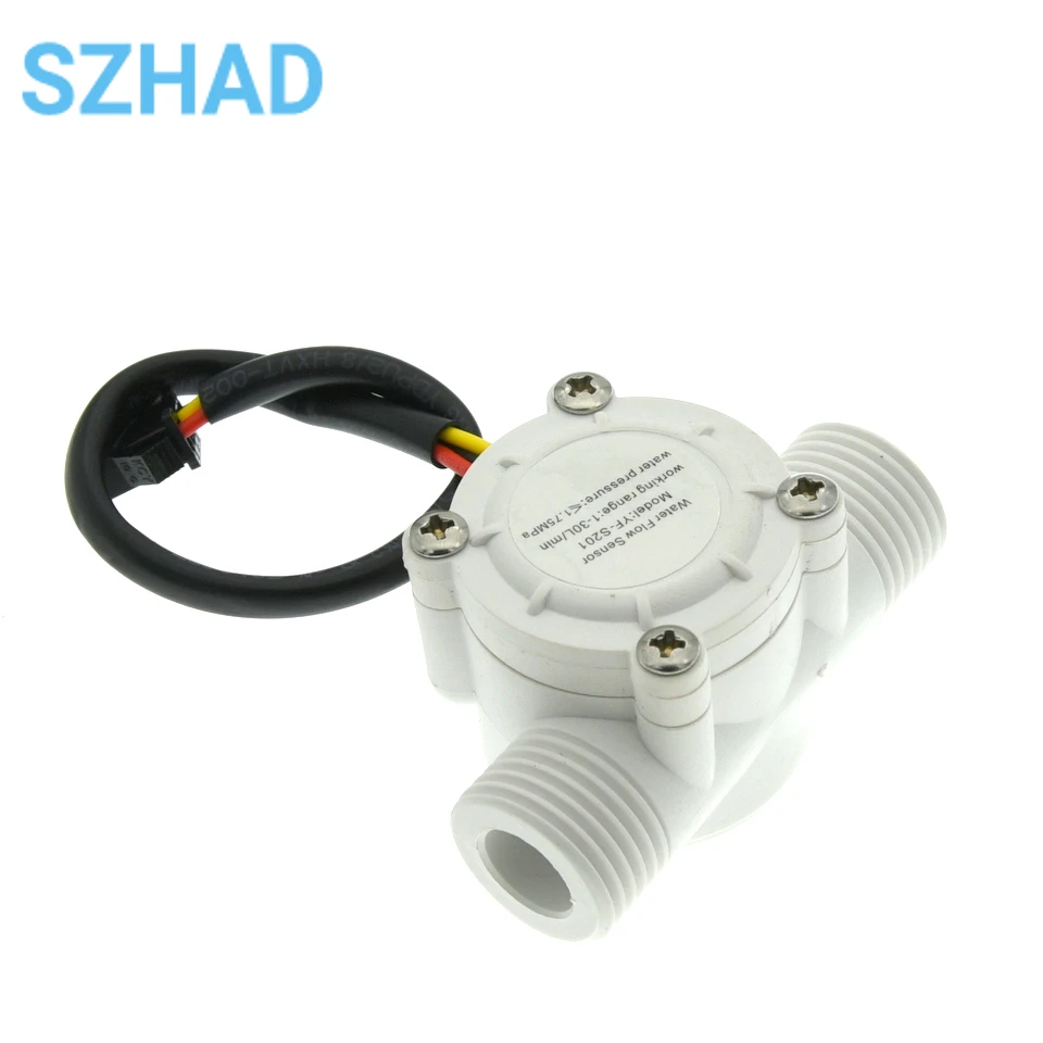 Water Flow Sensor 1-30L/min Hall Flowmeter Sensor Control Liquid Flowmeter Measure Instrument 2.0MPa YF-S201 for Arduino