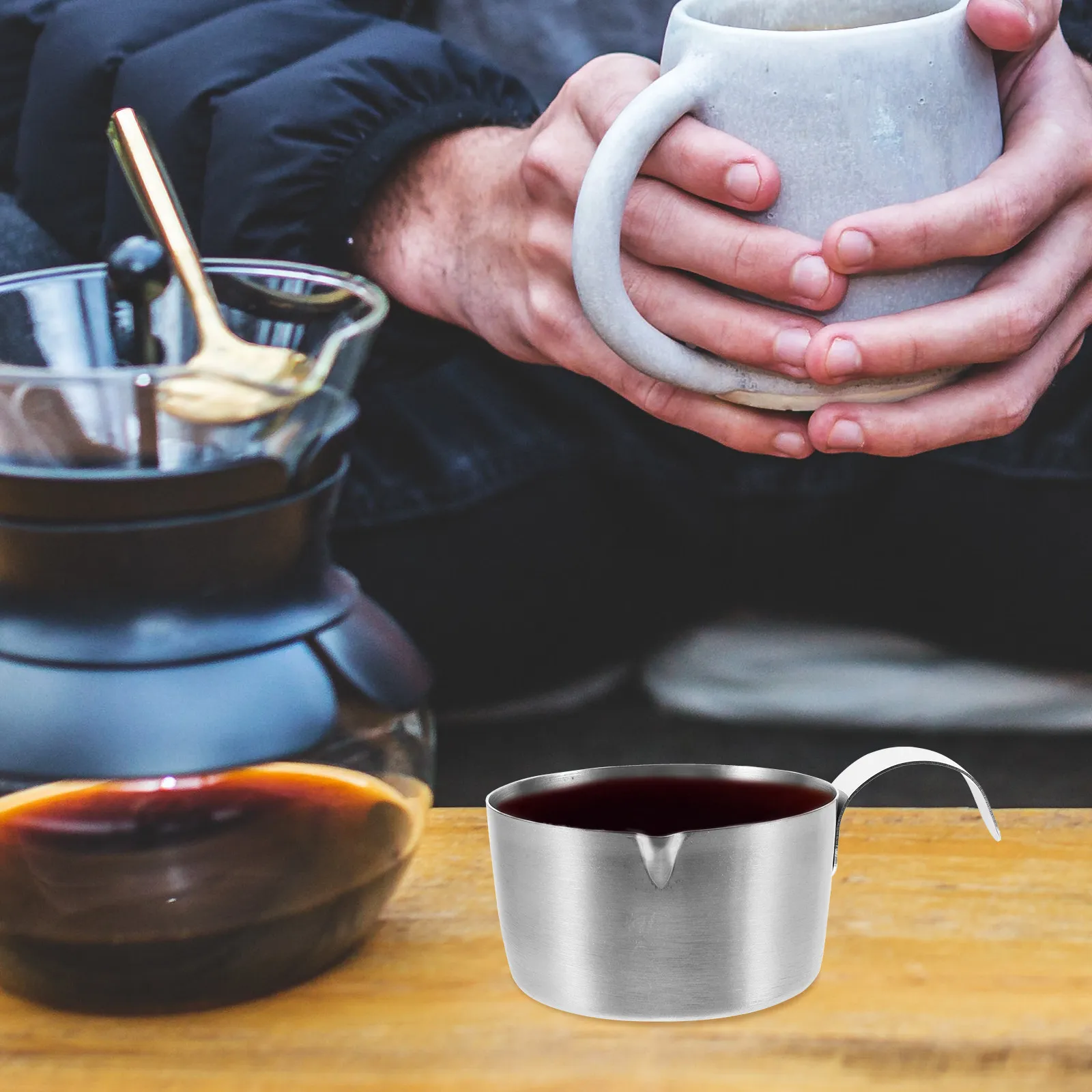 Stainless Steel Espresso Extract Measuring Cup Small Sauce Pitcher Creamer Frothing Milk Tea Pouring Jug Rust-Resistant