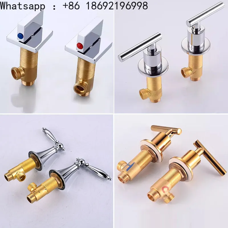 All-copper Bathroom Cabinet Three-hole Faucet Hot and Cold Water Valve Three-piece Set Split Switch Bathtub Accessories Daquan