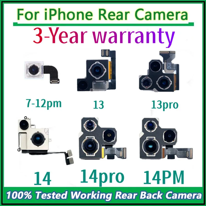 

Rear Camera For iPhone 14pro max 14pro 14Plus 14 13 11 12 Pro MAX Back Camera Main Lens Flex Cable For iPhone X XS XR XSMAX