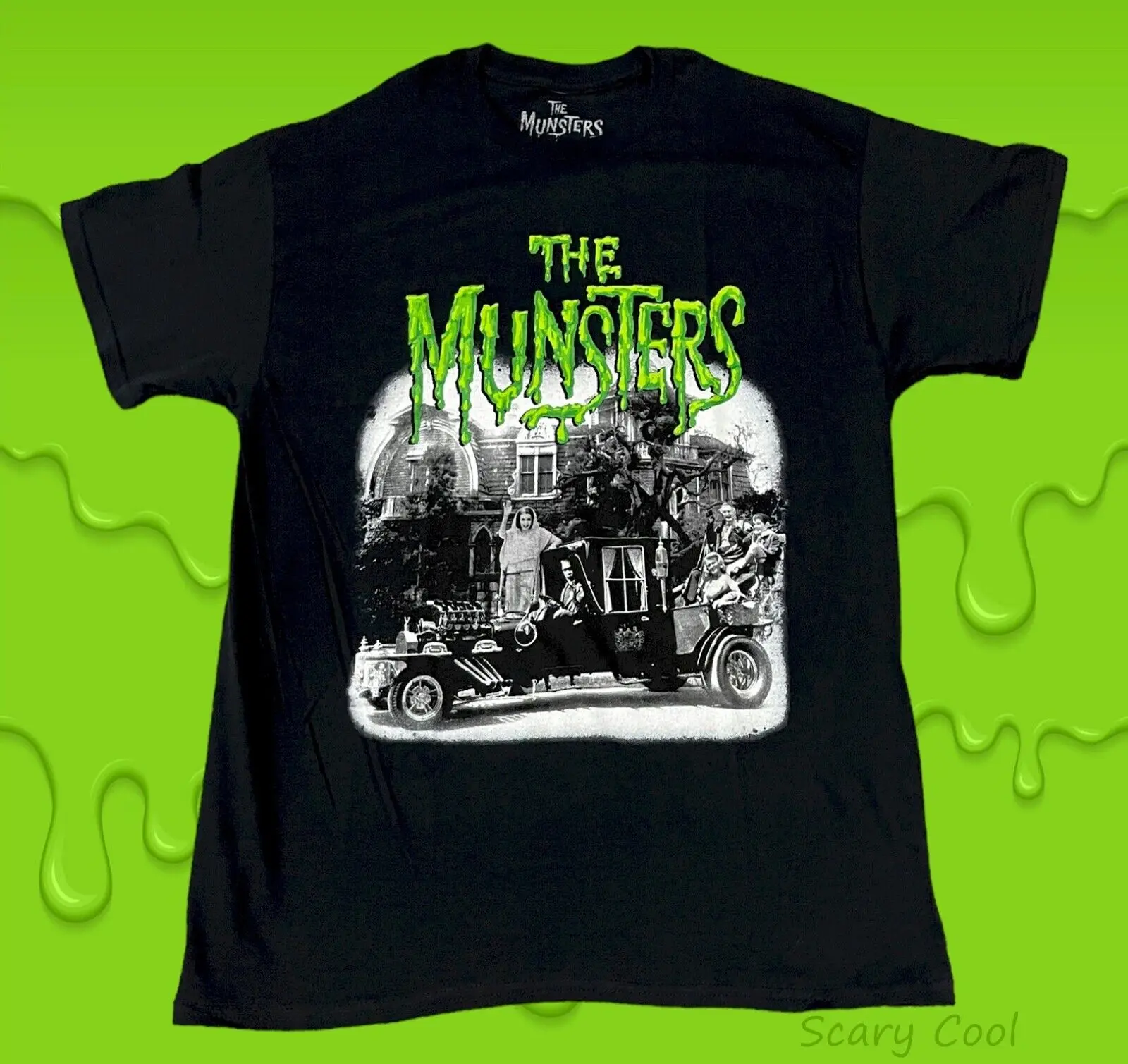 

New The Munsters CBS 1964 Cast Poster Black Mens Vintage T-Shirt