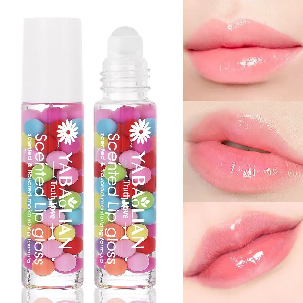 Preventing Dryness And Crack Macaron Lip Balm Hydrating Natural Liquid Lip Gloss With Round Ball For Autumn And Winter Lip Oil