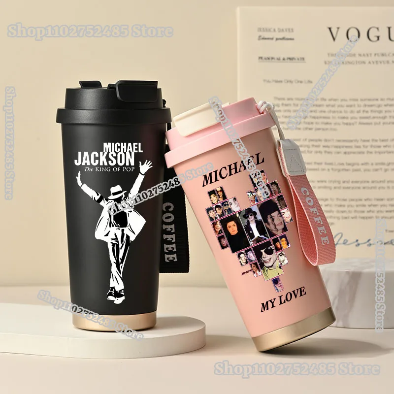 Thermos à café Michael Jackson, le roi de la pop, en acier inoxydable 304, bouteille d'eau, double gobelet, cadeau commémoratif pour les fans