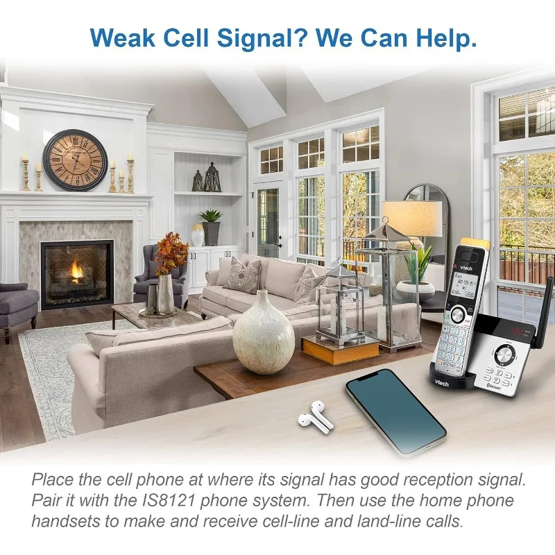 IS8121-3 نطاق طويل للغاية يصل إلى 2300 قدم DECT 6.0 بلوتوث 3 سماعة هاتف لاسلكي للمنزل مع آلة الرد