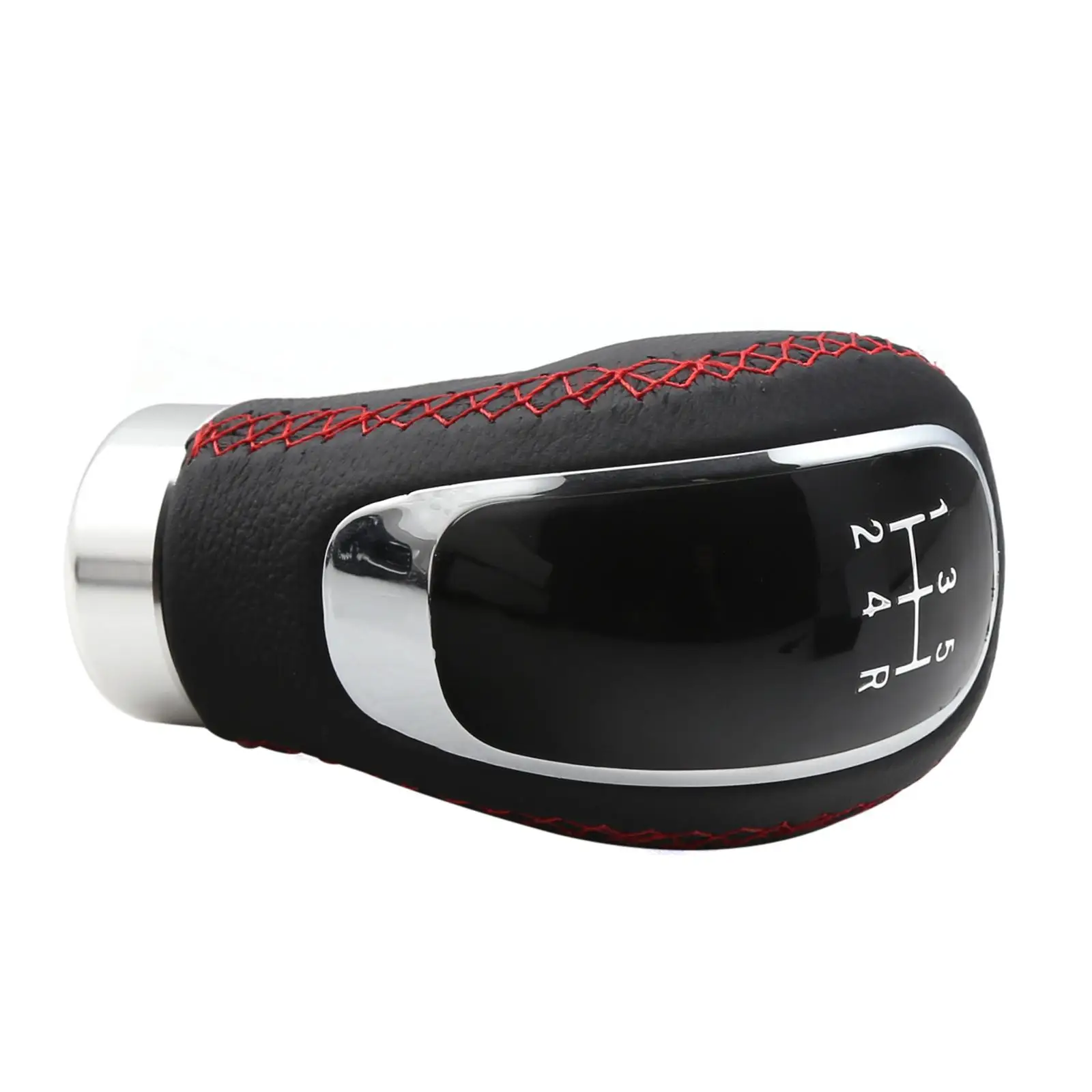 Stylish Car Shift Knob Black Red Stitching Aluminum Alloy Manual Gear Lever Cover Universal Fit for Car Tuning