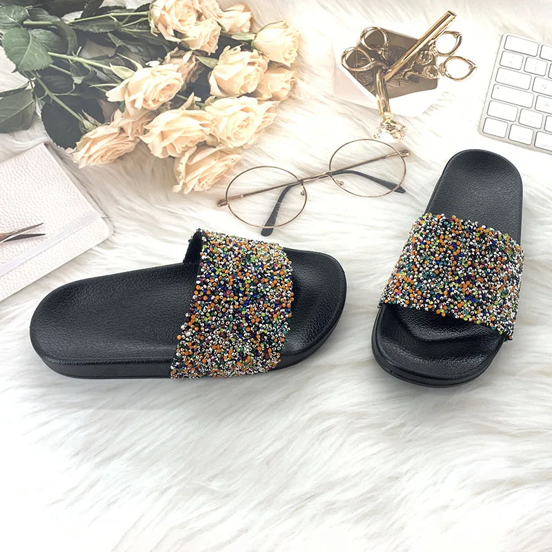 Slippers met pailletten Luxe strass decoratie sandalen Casual pantoffels dames