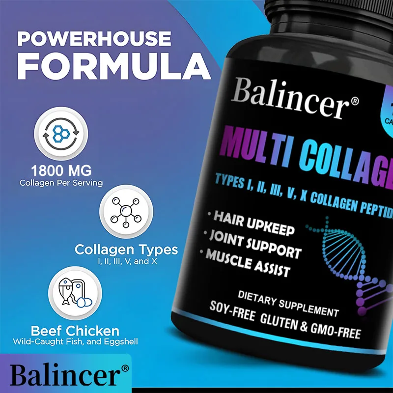 

Multi Collagen Supplement 1800mg - Hair Upkeep,Joint Support,Muscle Assist,Skin Health
