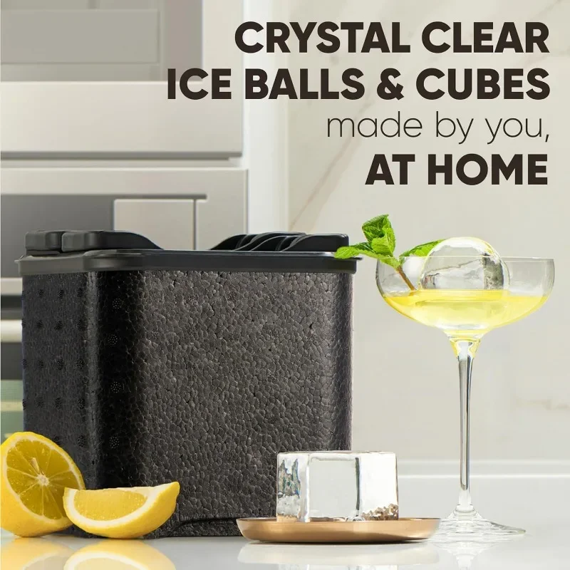 For Berlinzo 4 Large Clear Ice Cube Maker Combo 2+2 Crystal Clear  Cubes & Balls, Clear  Ball Maker, Pure Round Cubes for