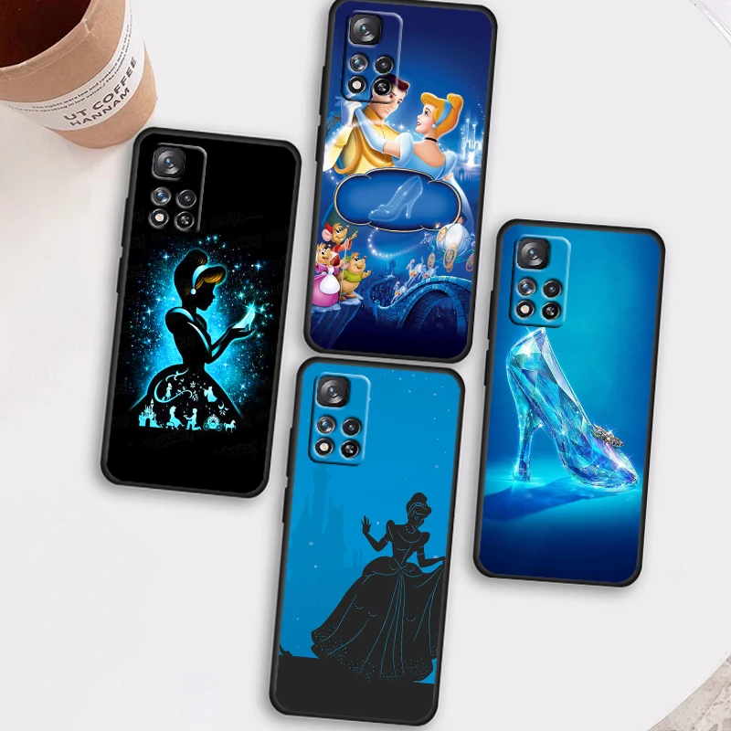 Princess Cinderella Disney For Xiaomi Redmi Note 12 Pro 11T 11E 11S 10T 10S Turbo Plus Max Lite 5G Black Soft Phone Case