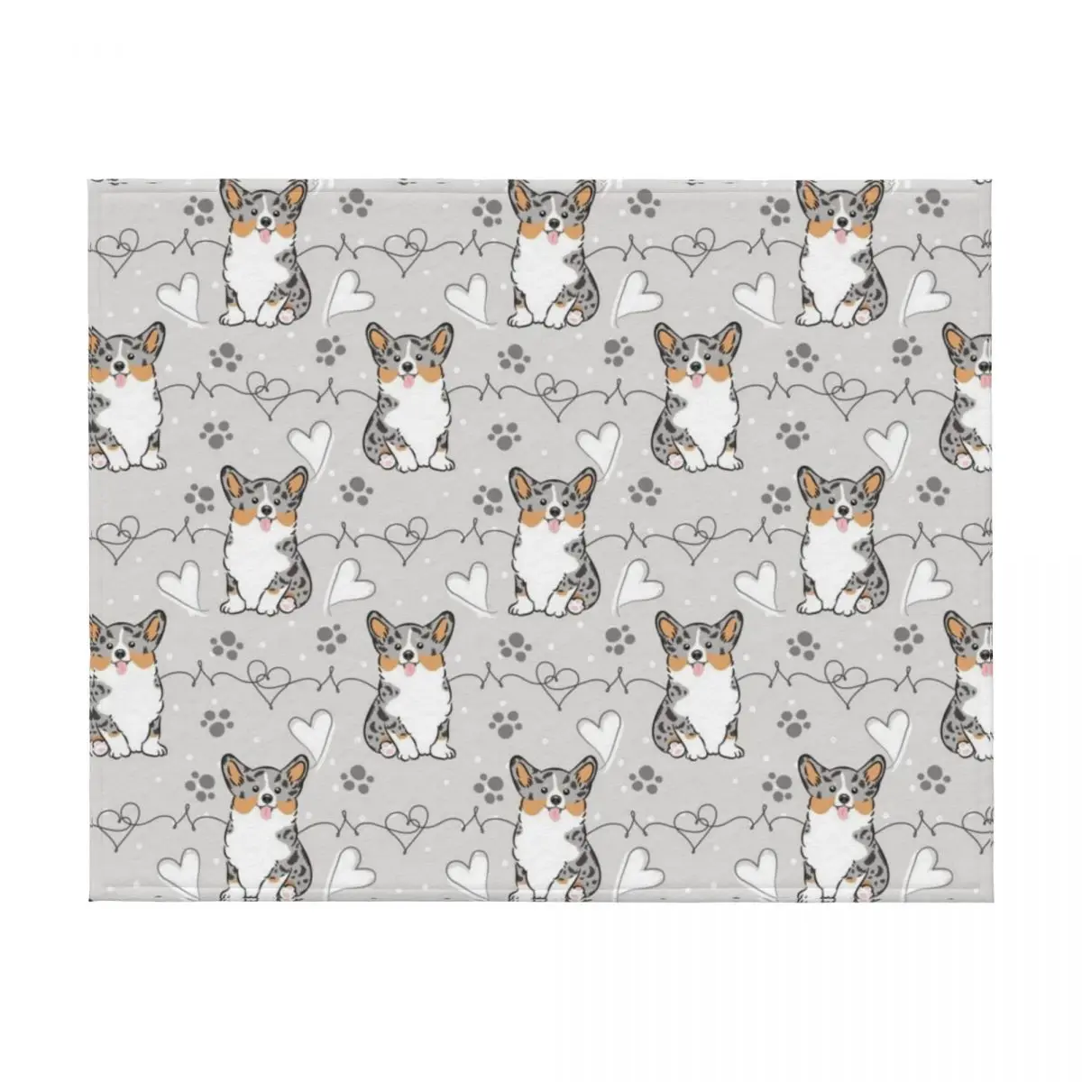 Love Corgi - بطانية رمي Blue Merle 2 بطانيات فلانيل ناعمة كبيرة منقوشة مخصصة #2