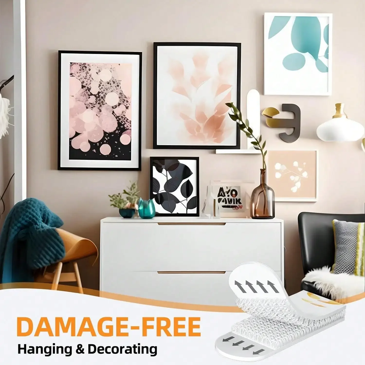 12 Sets (24 Strips) Of Strong Double-sided Adhesive Non-Destructive Photo Frame Hanging Self-adhesive Non-tracking Adhesiv