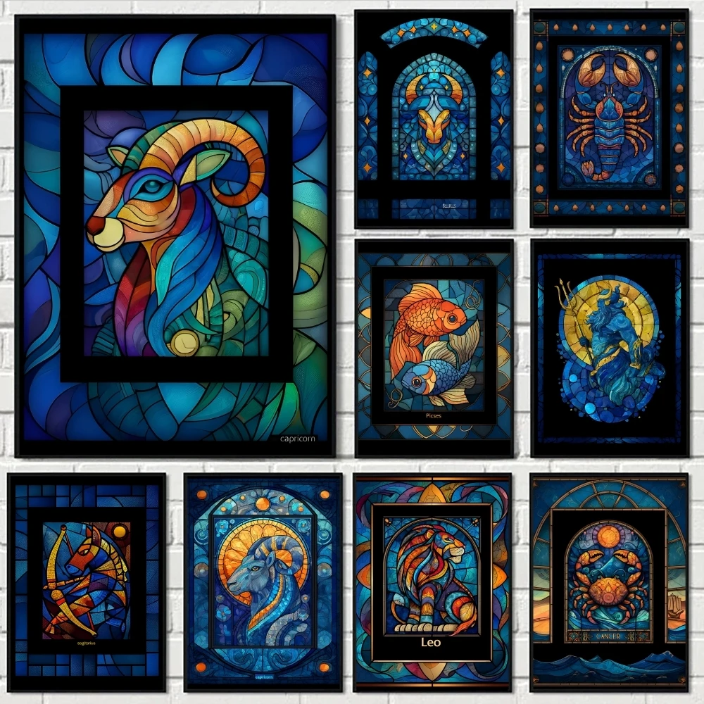 كوكبة الزجاج الفن اللوحة الخط صديقة للبيئة القطن قماش المشارك مقاوم للماء جدار الفن للمنزل الممر ديكور هدية