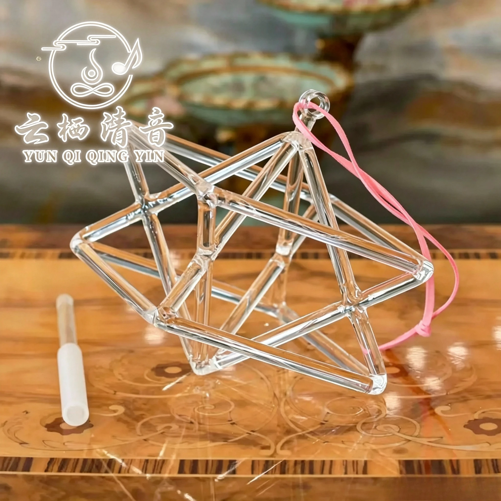 YUN QI QING YIN Sacred Clear Crystal Merkaba Pyramid Sound Therapy Instrument Meditation Energy Healing Crystal Sound Tool