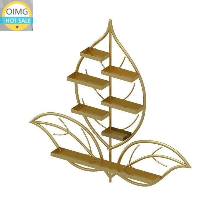 Modern Leaf Design Wall-Mounted Nail Polish Gel Display Stand Popular Ironwork Storage Rack for Cosmetics Store's Nail Art Rack