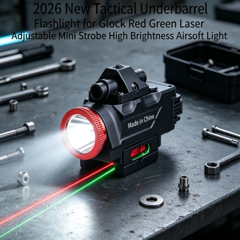 2026 New Underbarrel Mini Light, Red‑Green Laser Adjustable Strobe High Brightness for Outdoor Hobby Model Modification